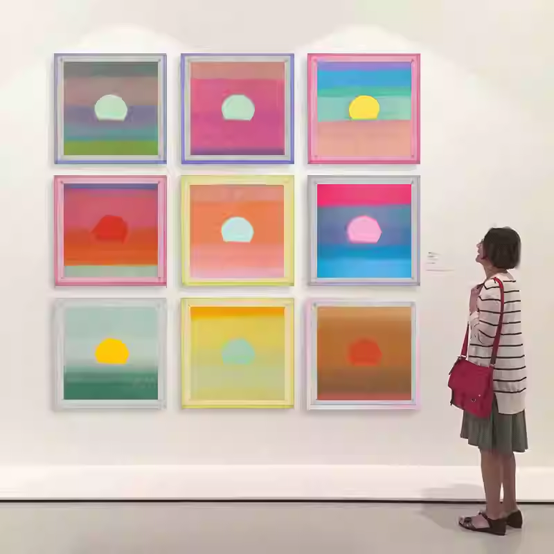 高级感客厅装饰画包豪斯极简亚克力相框适合大白墙的艺术组合挂画