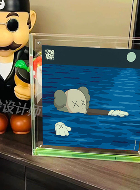 Kaws装饰画潮流亚克力相框画客厅卧室挂画潮玩店服装店蓝色艺术画
