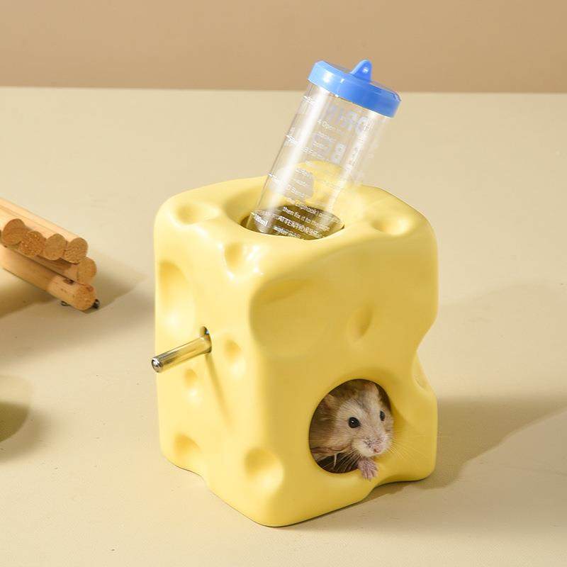 奶酪仓鼠水壶饮水器陶瓷仓鼠水樽喂水器小躲窝防漏食盘仓鼠窝用品