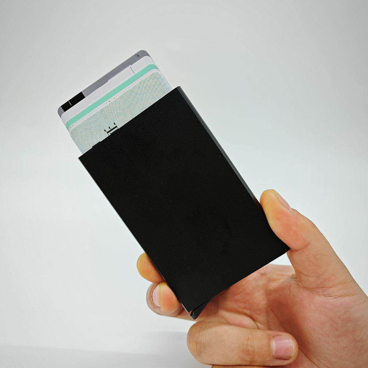 厂家手推名片盒铝合金 信用卡盒 名片盒 自动卡盒 防消磁RFID