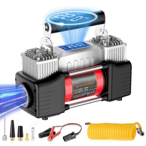 厂家直销大功率车载充气泵 双缸智能数显轮胎便携式打气泵