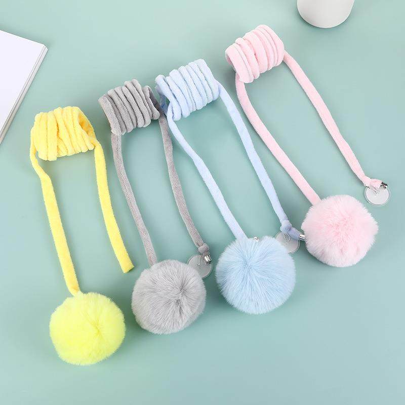 新款弹簧毛绒球挂门逗猫棒玩具弹力耐咬互动悬挂式逗猫棒厂家直销