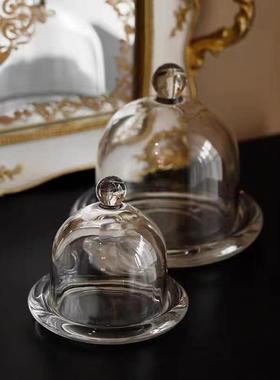 透明水晶玻璃罩蛋糕盘点心盘糕点面包防尘柠檬罩托盘玻璃器皿