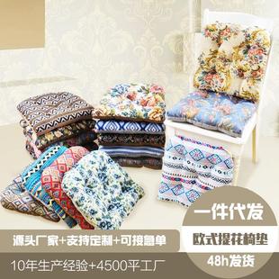 四季 欧式 圆形蒲团 美式 通用木椅子垫 提花餐椅垫坐垫加厚屁垫