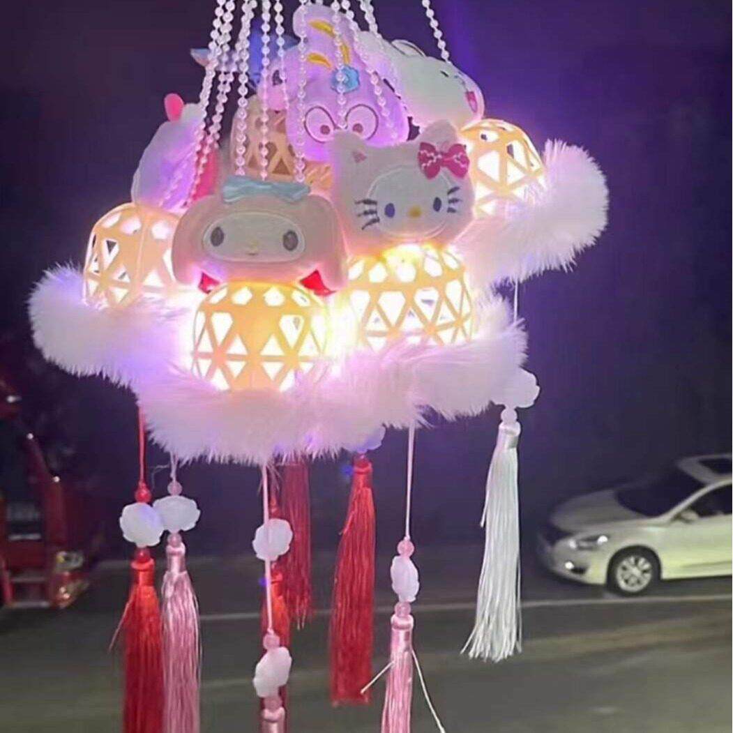 竹编卡通小灯笼爆款新中式中秋新年景区夜市摆地摊发光儿童小灯笼