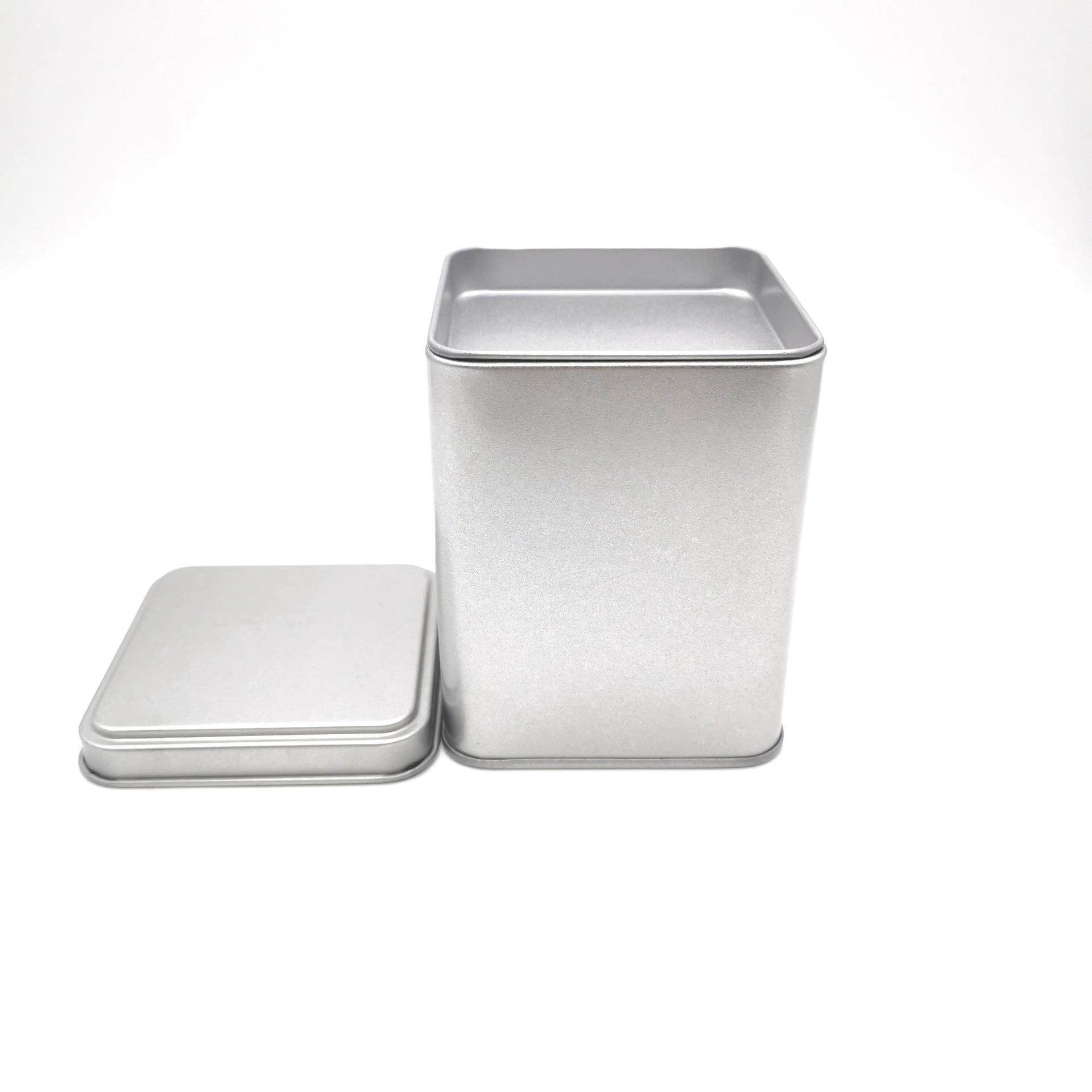 现货包邮磨砂银色双层盖密封方形茶叶铁盒玫瑰花茶二两铁70g