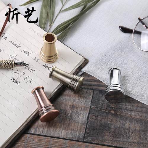 欧式复古金属笔座创意简约公司笔座立体蘸水钢笔笔插现货