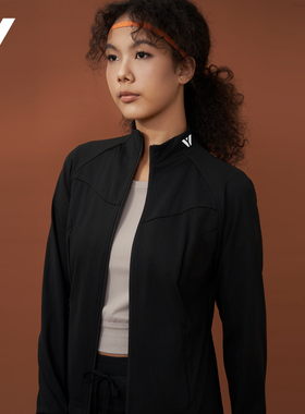 YBA运动外套女春秋款健身立领显瘦跑步长袖拉链开衫休闲25055B