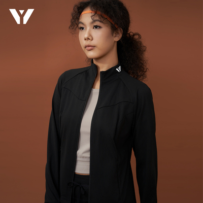 YBA运动外套女春秋款健身立领显瘦跑步长袖拉链开衫休闲25055B