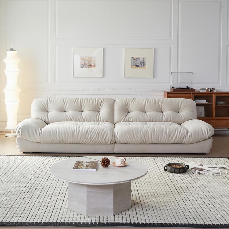 朴笙记云朵沙发磨砂布摩图意式极简客厅大坪数模块羽绒褶皱慵懒风