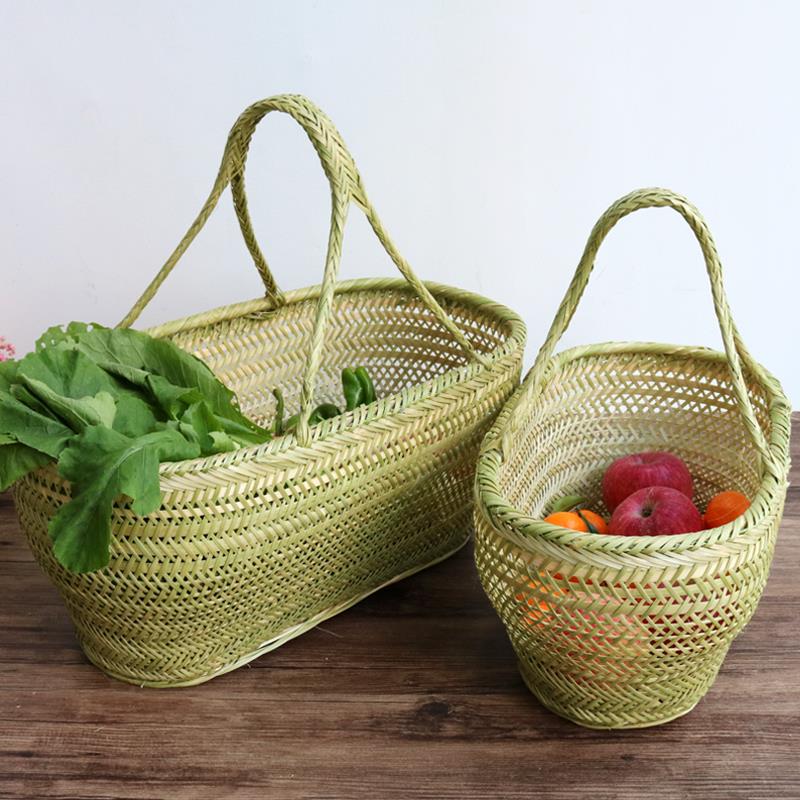家用竹编竹篮竹筐鸡蛋手提篮子水果篮买菜筐厨房收纳篮竹编织小号