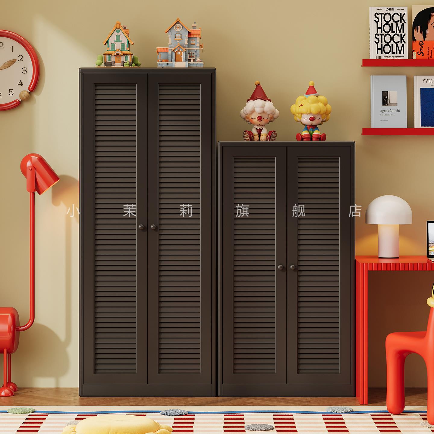 儿童书架钢制书柜储物柜一体学生靠墙置物架家庭阅读区布置收纳柜