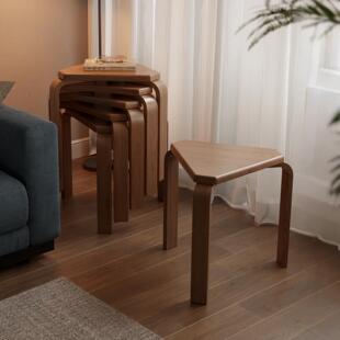 冬木实木可叠放家用三角凳六合一组合叠叠凳客厅备用圆凳餐桌凳子