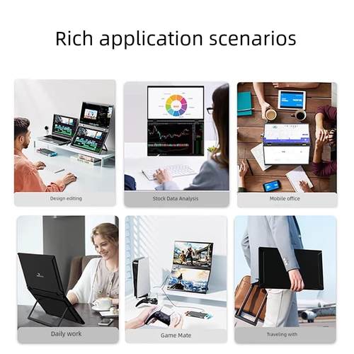 4K双屏可折叠显示器笔记本电脑高刷144Hz便携式显示器扩展副屏三