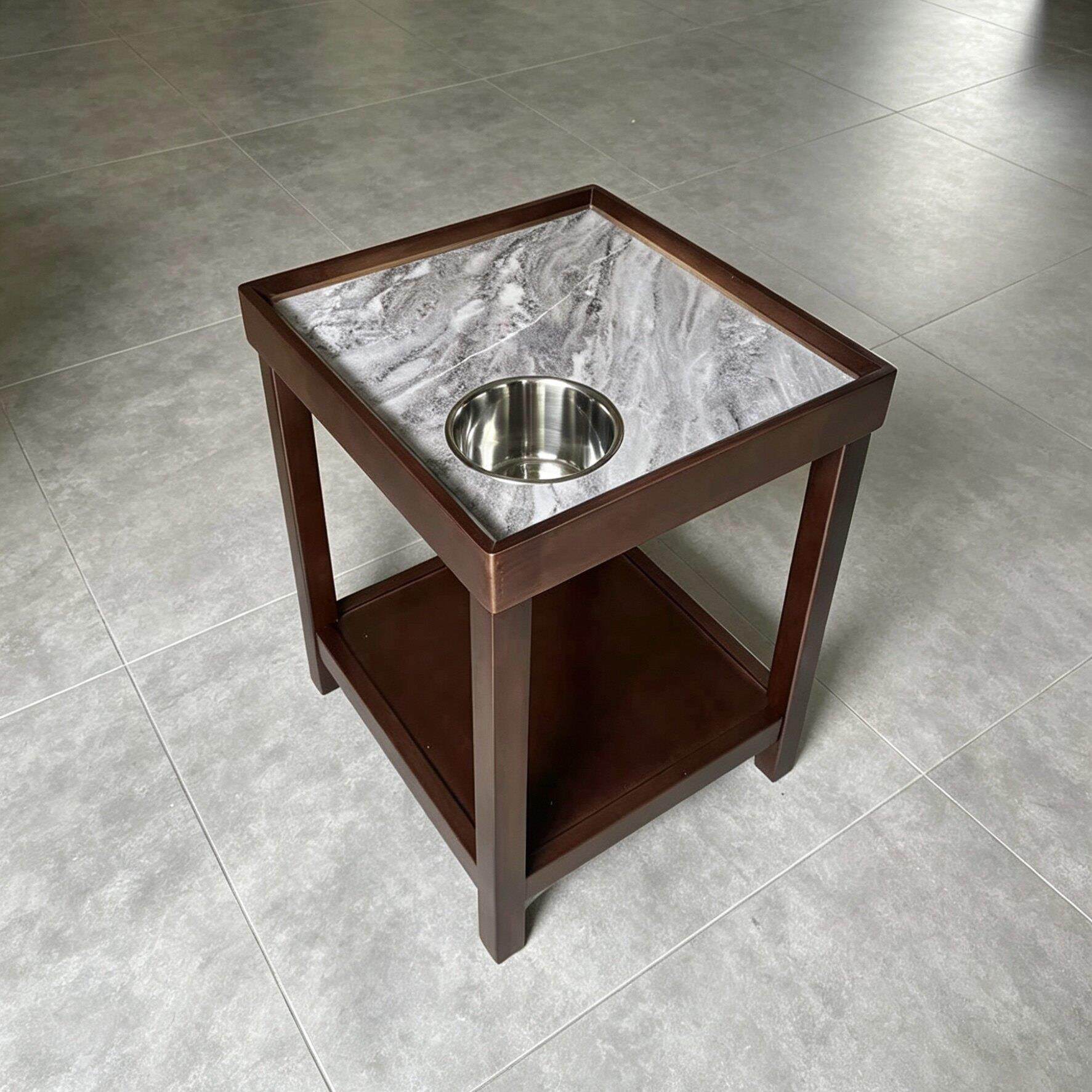 高端棋牌室麻将桌边岩板茶几角几机边几茶水架烟灰缸置物架茶水桌