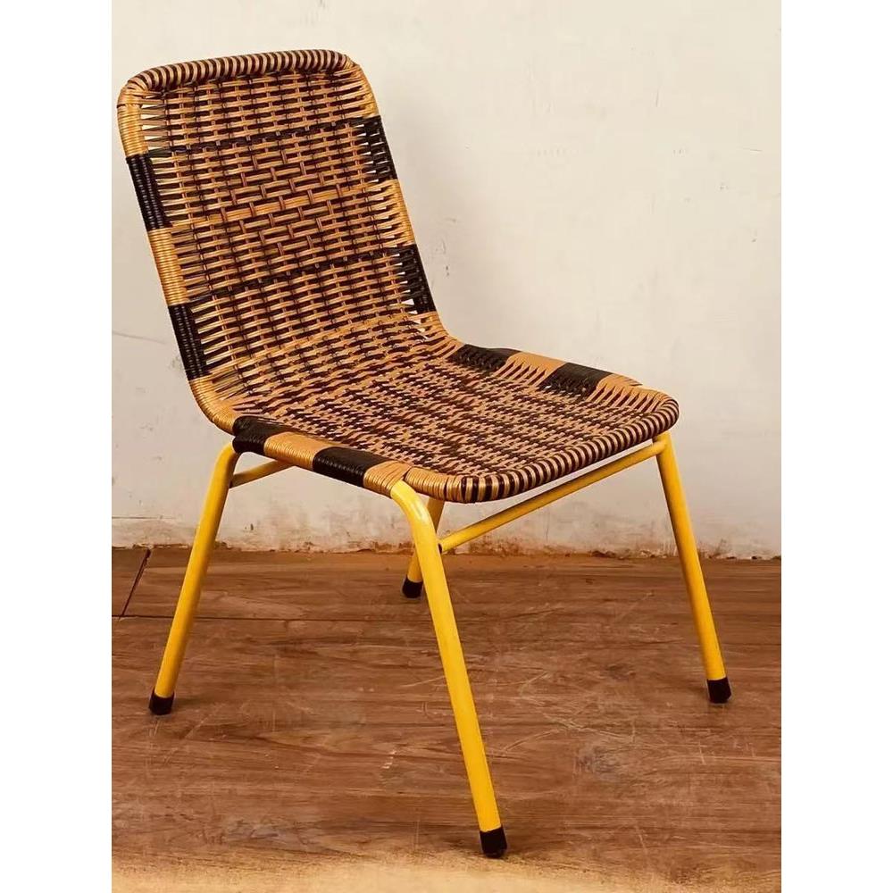 简约藤编单人阳台椅耐磨防锈户外靠背椅手工编织藤椅家用休闲藤椅