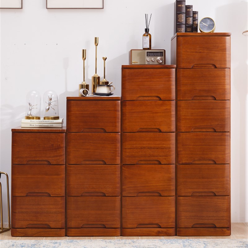 实木质制抽屉式收纳柜子夹缝隙储物客厅边柜窄30cm加深50五斗柜橱