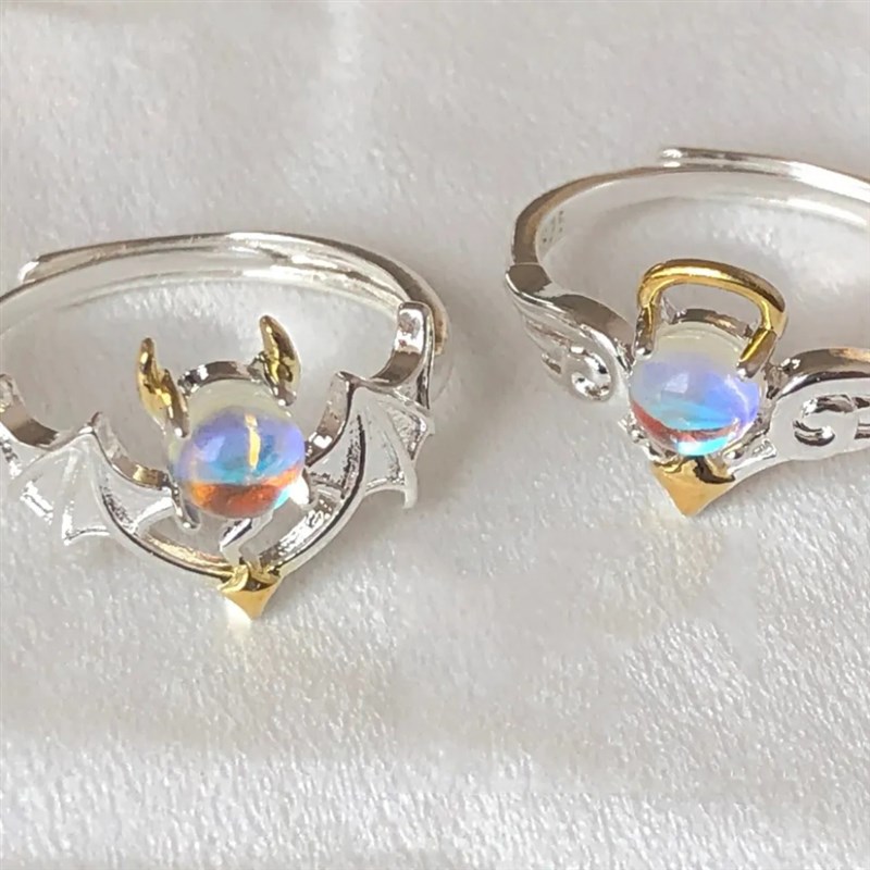 Fashion Angel and Devil Wings Couple Ring for Women Gothic