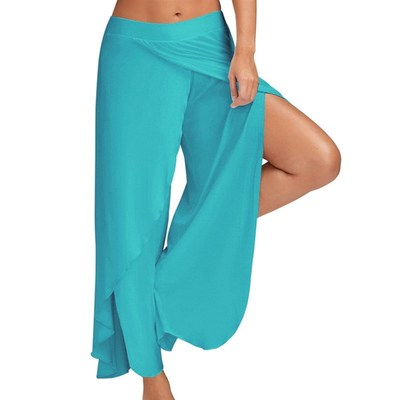 Muyogrt Wide Leg Pants Women Capris Solid Loose Bloomers Fit