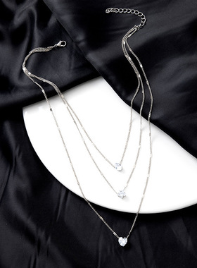 European and American fashion zircon love pendant necklace潮