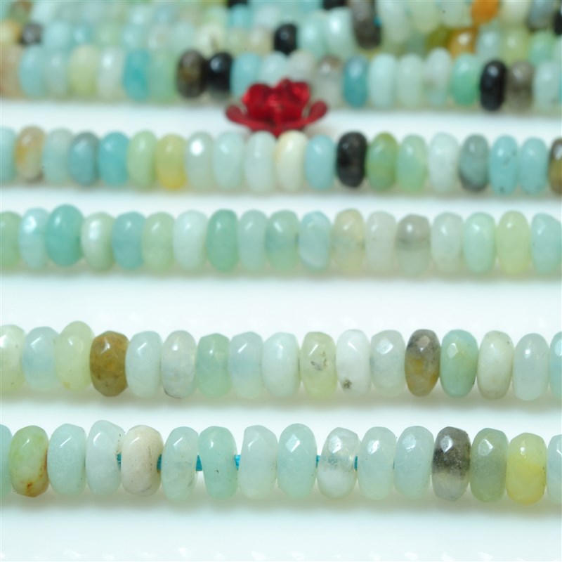 A级天然DIY散珠串珠手錬项链耳环 亚马逊天河石切角算盘珠2x4mm