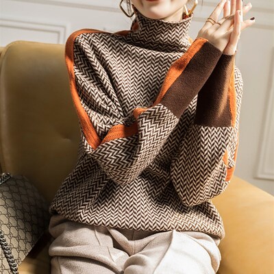 2023 Winter Womens Turtleneck Sweater Warm Pullover Commute