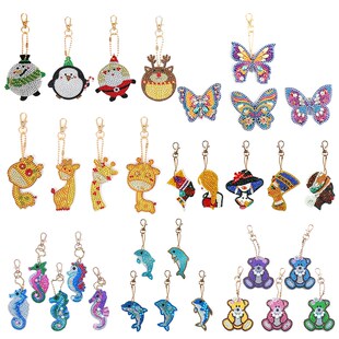 5pcs Dolphin Shape Key Chains 5D DIY Diamond Painting Keycha