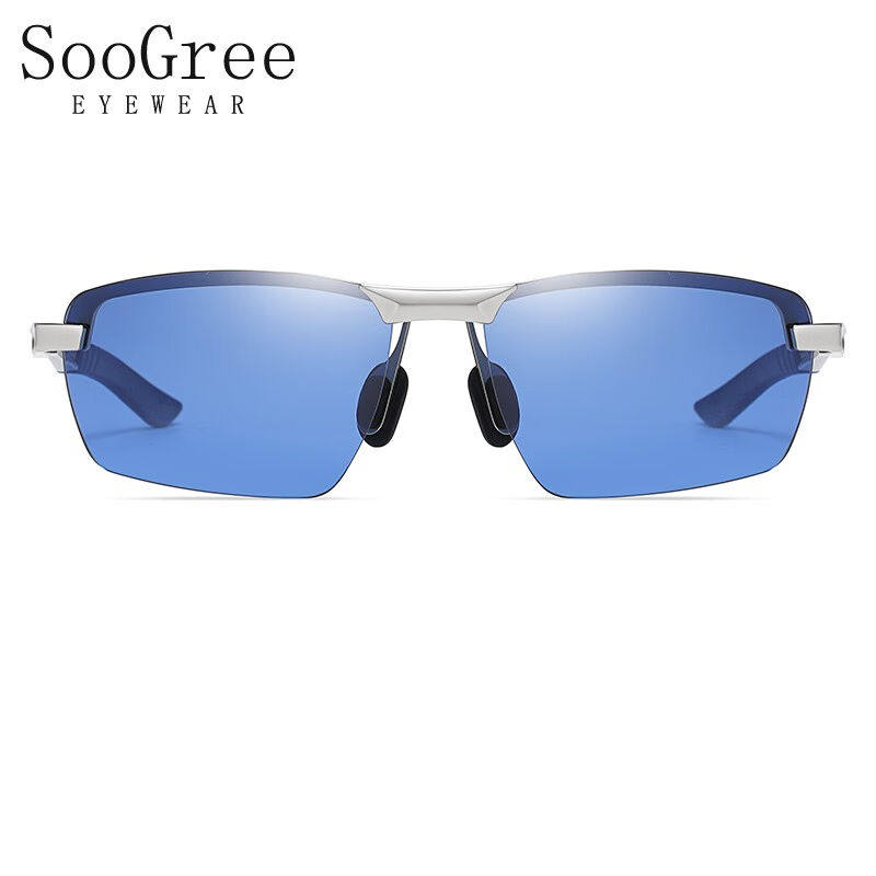 SooGree偏光太阳眼镜男半框款开车驾驶镜司机钓鱼专用遮阳镜防紫