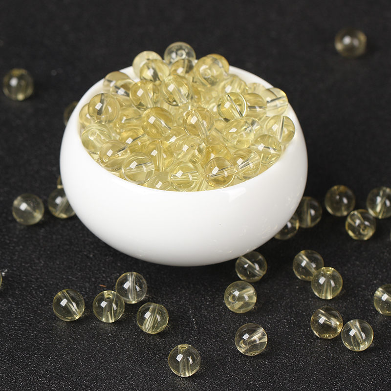 天然柠檬黄水晶散珠子DIY水晶手工饰品配件材料串珠圆珠整包邮