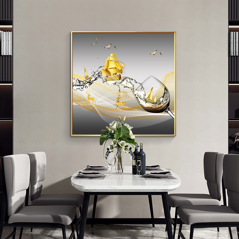 餐厅装饰画酒杯创意饭厅挂画轻奢现代墙画餐桌壁画北欧风格方形画图片