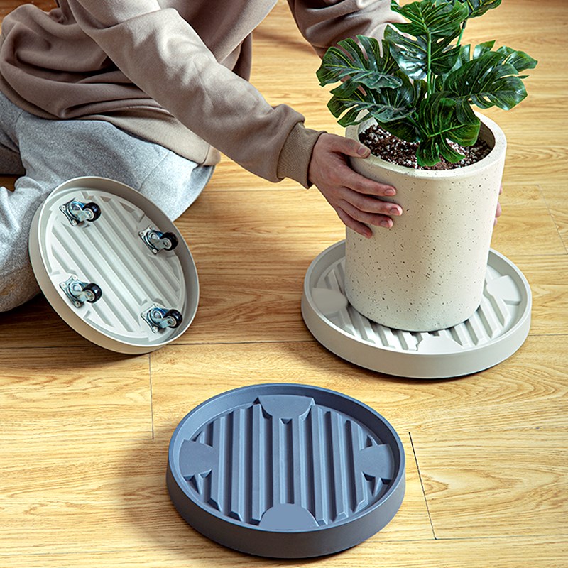 花盆托盘带轮大花盘底座接水盘可移动圆形垫底万向滚轮隐形轮盆栽