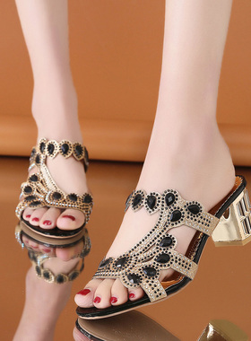 Lucyever Women Summer Slipper Sandals Fashion Hgih Heels Ope