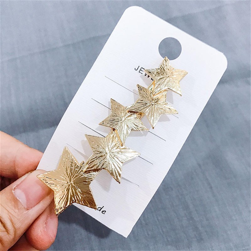 New Bow Star Heart Leaves Hollow Metal Hairpin Barrette Swee