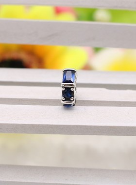 PG038 蓝色冰晶隔片 925纯银隔珠隔片珠子串饰DIY串珠女手錬配珠