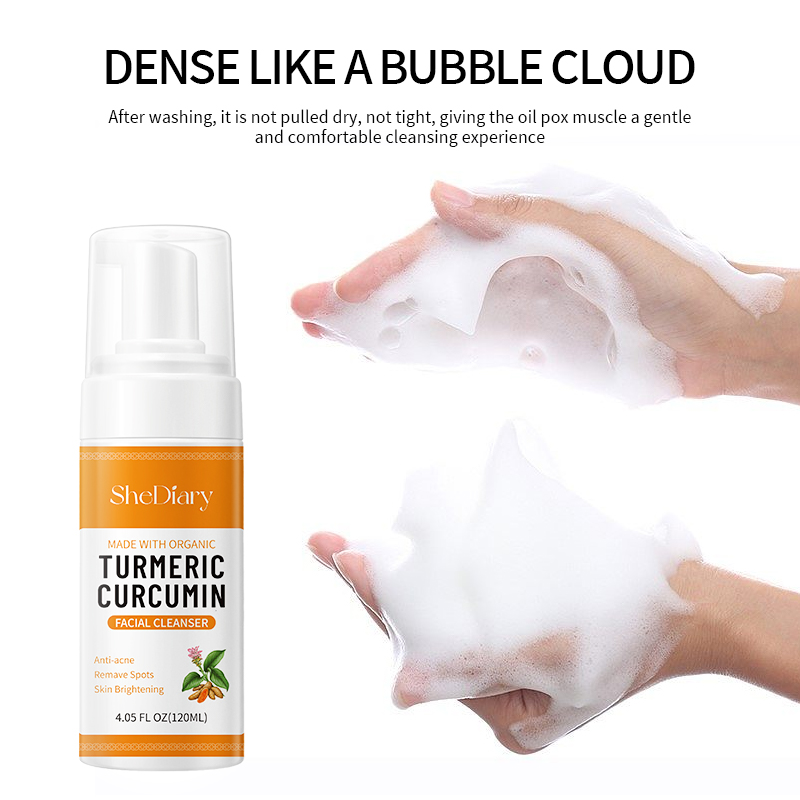 Turmeric Facial Cleanser Foam Face Wash Remove Blackhead Moi