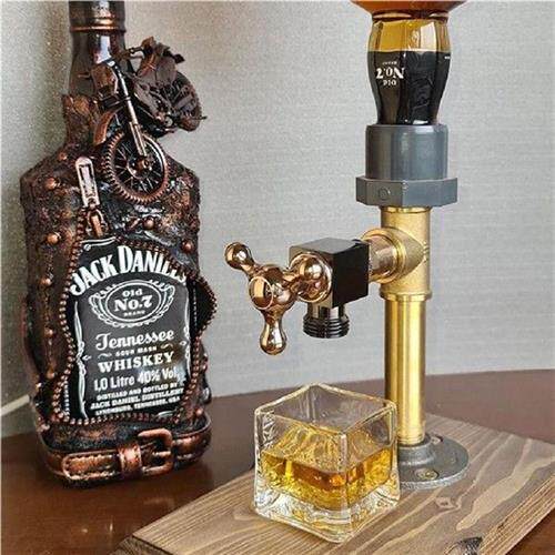 Whiskey Wood Dispenser Faucet Dining Table Wine Holder