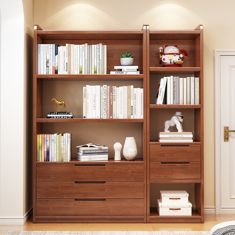 全实木书架置物架落地简易学生儿童书柜家用客厅多层收纳柜置物架