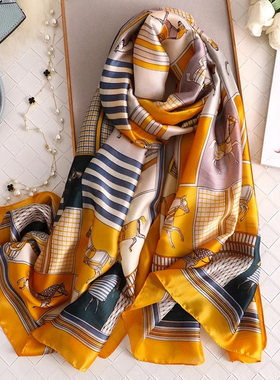 180*90cm Designer Silk Scarf Foulard Bandana Long Lrage Shaw