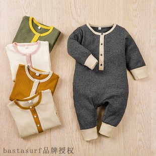 2020 autumn baby pit strip contrast color Jumpsuit baby lon