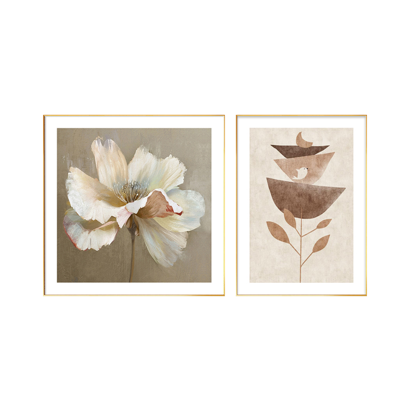 抽象花卉客厅装饰画现代简约沙发背景墙挂画餐厅壁画小众两联组合图片