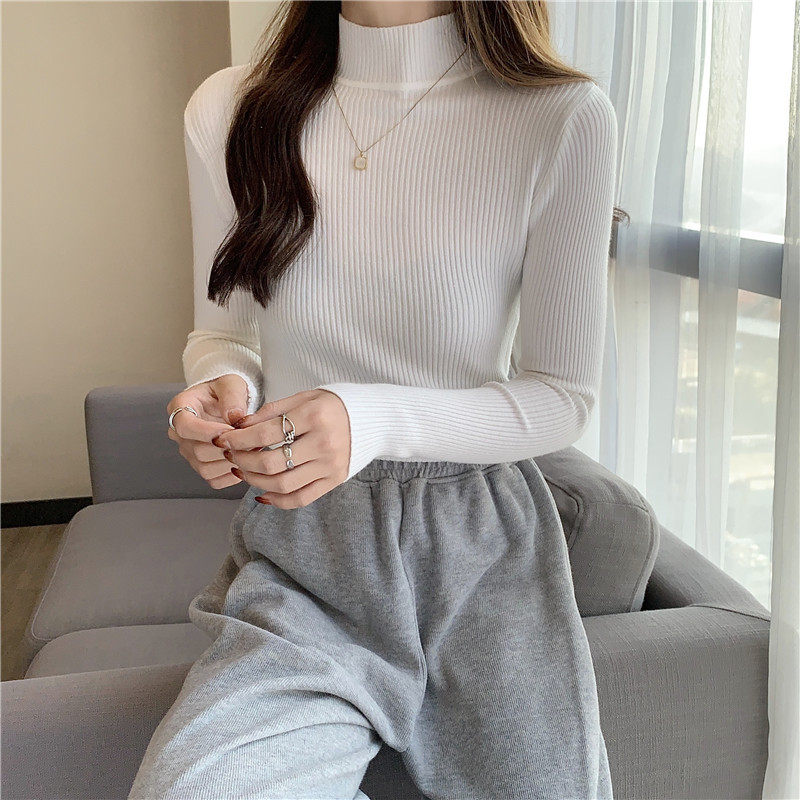 Women Autumn Winter Turtleneck Sweater Vintage Solid Basic K