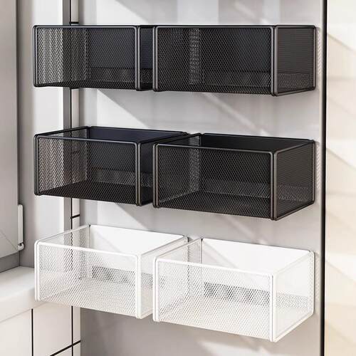 冰箱磁吸保鲜膜收纳置物架收纳挂篮多功能创意收纳盒金属筐侧收纳