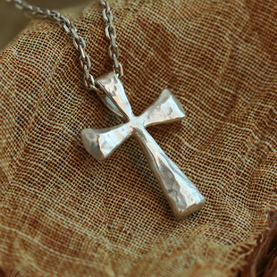 手工十字架999纯银项链 百搭学生 男女随身银色复古吊坠小众新品
