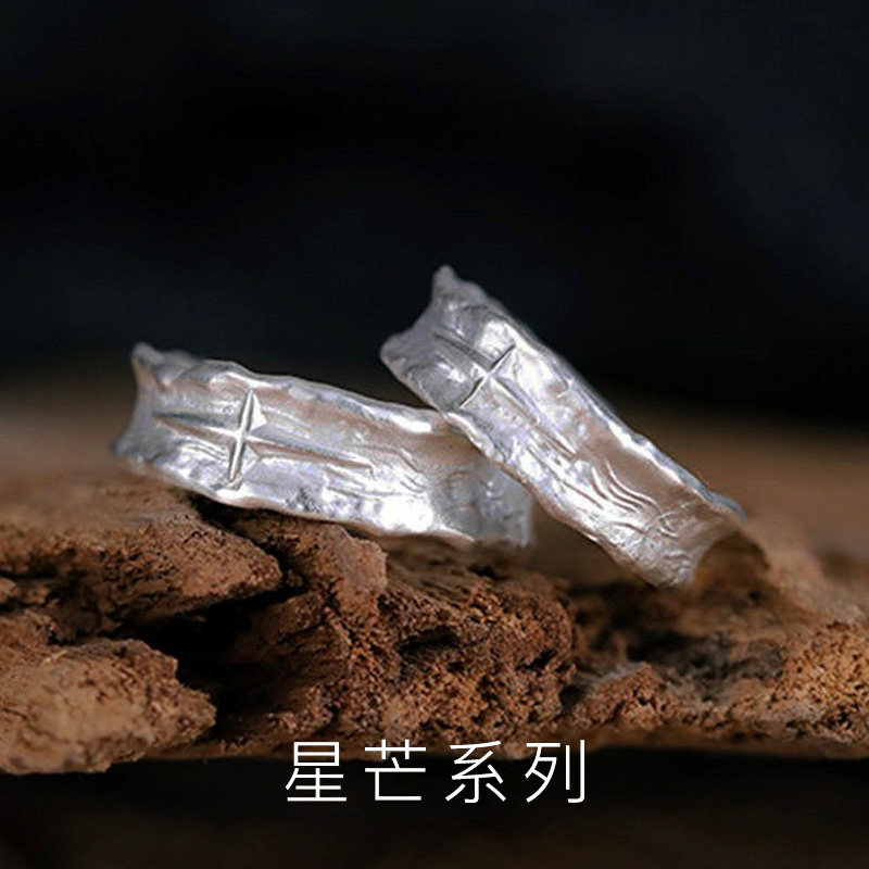 日暮里男女足银手工情侣戒指情侣图片