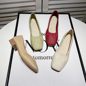 Jian软皮单鞋 豆豆鞋 女奶奶鞋 浅口方头软底瓢鞋 百搭温柔鞋 Uncle