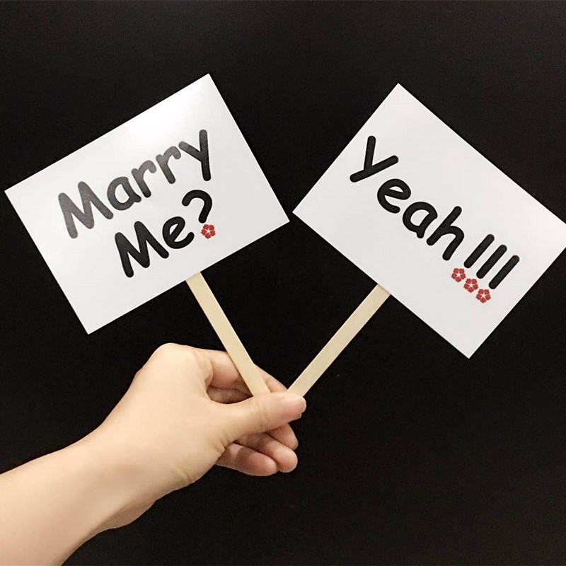 求婚创意结婚婚礼领证拍照手持小道具表白登记喜字卡片 marry me
