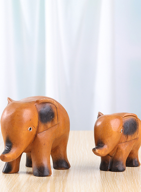 东南亚特色实木雕刻呆萌小象摆件泰国装饰工艺品吉象桌面摆设礼品