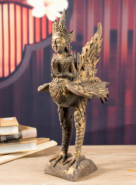 泰国翘尾创意桌面摆设东南亚风格木雕工艺品客厅泰式玄关做旧摆件