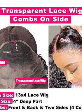 30 Inch Lace Front Wigs Human Hair  150% Density HD Transpar