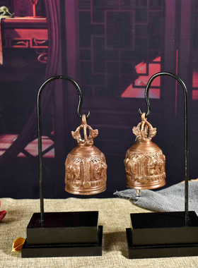 泰国木雕工艺品铜铃摆件东南亚泰式风格创意家居玄关装饰桌面摆设